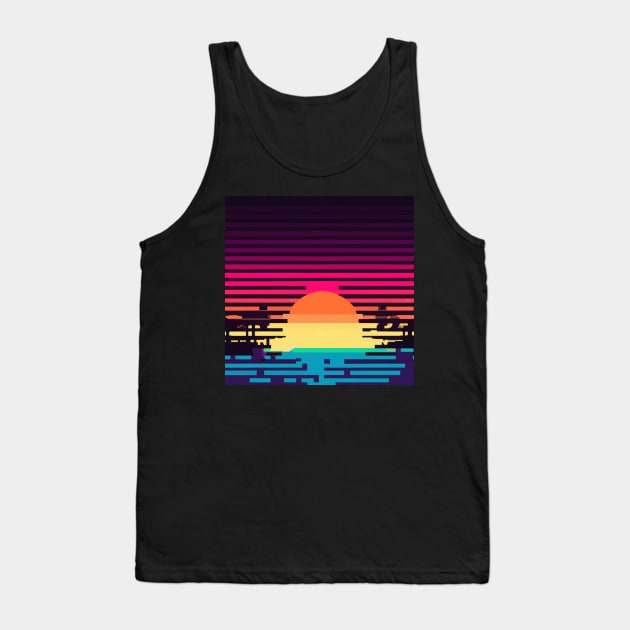 Pixelated sunset Tank Top by SJG-digital